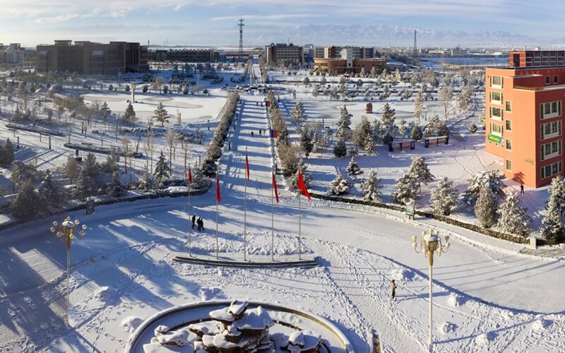 酒泉职业技术学院-俯瞰雪景